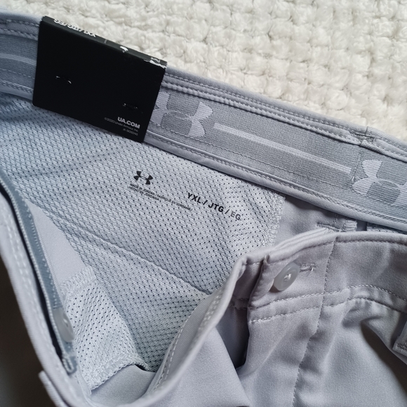 NWT UnderArmour Boys Youth UA gray YXL elastic waist golf pants moisture wick - Picture 5 of 9